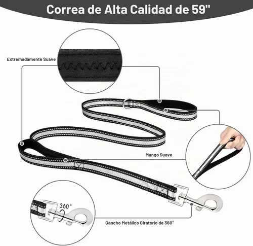 Vista 4 de WINSEE Juego de arnés para mascotas, collar y correa, arnés reflectante todo en uno para perro, sin tirones, con hebillas ajustables para cachorros