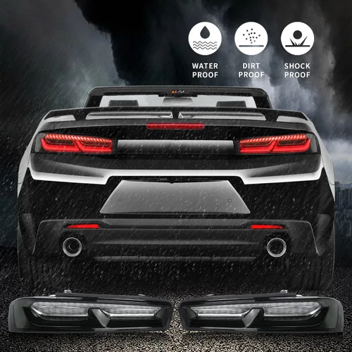Vista 7 de Luces traseras LED VLAND enhumedecidas y transparentes compatibles con [Chevrolet Chevy Camaro Coupe 2016 2017 2018] con luces de señal intermitente