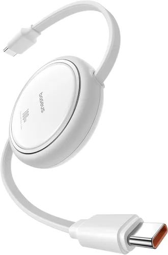 Vista 10 de Baseus Cable USB C a USB C, cable de carga rápida retráctil USB C 5A de 100 W, cable de carga rápida USB tipo C de 4 etapas de longitud