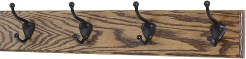 Vista 5 de PegandRail Perchero de roble con ganchos estilo sombrero y abrigo de bronce aceitado (castaño, 15 x 3.5 pulgadas con 3 ganchos)