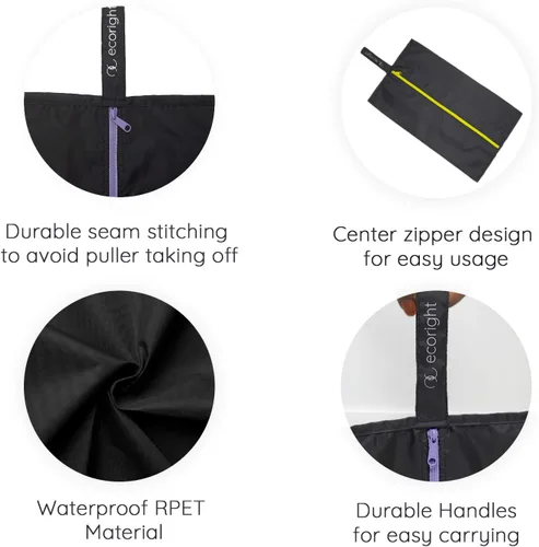 Vista 4 de Ecoright - Bolsas de zapatos para viajes, 100% recicladas resistentes al agua, bolsas de zapatos para almacenamiento, artículos esenciales de viaje