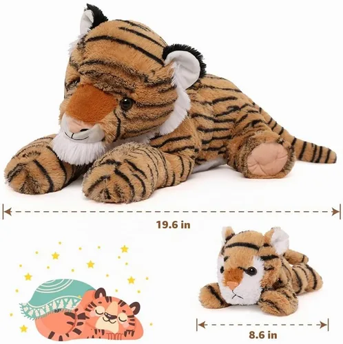 Vista 5 de MaoGoLan Animal de peluche de tigre de 20 pulgadas con bebés, zoológico
