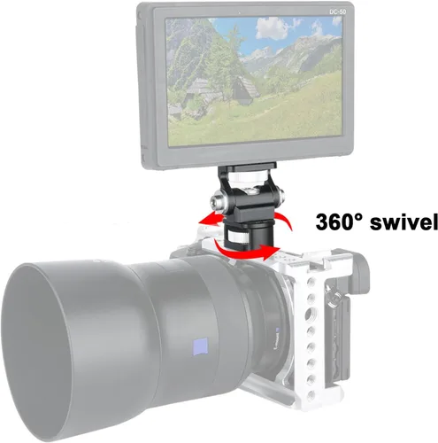 Vista 4 de NICEYRIG Soporte para monitor DSLR para montaje ARRI, inclinación de 180° y soporte giratorio de 360°, soporte de monitor de campo de 5 pulgadas y 7