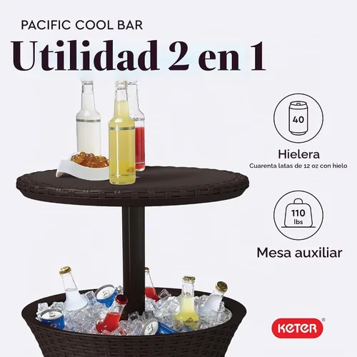 Vista 6 de Hielera de ratán Keter Pacific Cool Bar, marrón, (Harvest Brown)