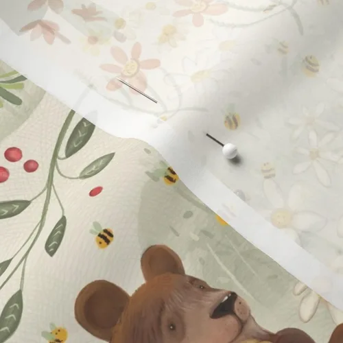 Vista 5 de Spoonflower Tela - Animales del bosque del bosque a gran escala búho pino zorro oso ciervo neutro impreso en tela de gasa Fat Quarter - Costura