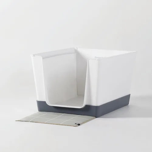 Vista 13 de DoggyBathroom - Orinal para perros de interior con paredes altas y entrada baja para perros pequeños, soporte vertical, protector contra Negro