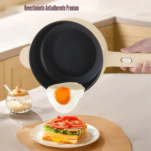 Vista 6 de Dezin Cocina Eléctrica, Sartén Antiadherente Sauté de 2L, Cocina de Fideos Rápida, Mini Olla para Bistec, Huevo, Arroz Frito, Ramen, Avena, Sopa