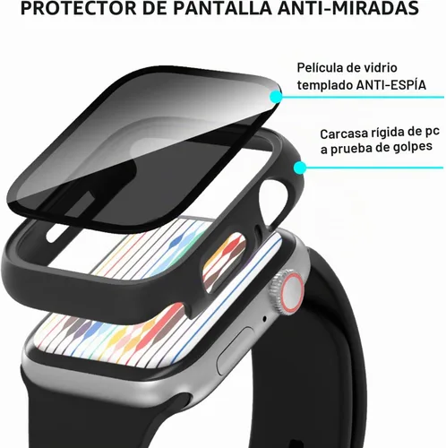 Vista 5 de Paquete de 2 fundas protectoras de pantalla para Apple Watch SE 2025 SE Series 6 5 4 SE de 40mm, protector de vidrio Anti-Espía, cubierta rígida