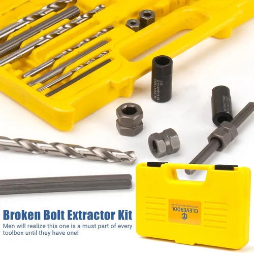 Vista 6 de Extractor de pernos rotos, juego de extractores de brocas de 25 piezas, guías de brocas fáciles de quitar, kit de extractor de taladro para quitar