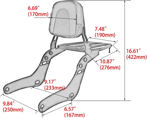 Vista 5 de Accesorios de motocicleta Pasajero Respaldo desmontable Sissy Bar con portaequipajes para Honda Rebel CMX1100 CM1100 CM 1100 CMX 1100 2021 2022 2023
