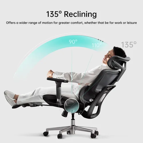 Vista 7 de Hbada Silla de oficina ergonómica con reposabrazos ajustables 3D, soporte lumbar ajustable, respaldo alto para silla de computadora, silla