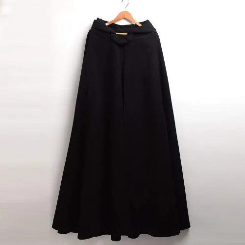 Vista 6 de GRACEART Women's Hood Woolen Cape Bridal Wedding Winter Cloak Plus Size Thick Coat Negro 1