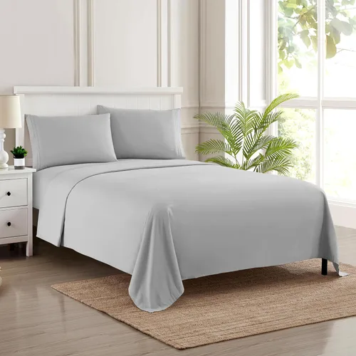 Vista 33 de Juego de sábanas extrasuaves de tamaño individual, ropa de cama transpirable y lujosa con correas elásticas integradas para las esquinas, colección
