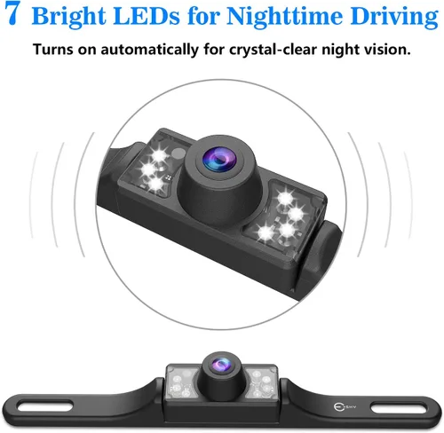 Vista 8 de Cámara de visión trasera con 7 LED de infrarrojos de alta definición visión nocturna impermeable ángulo de visión amplia de color placa de automóvil