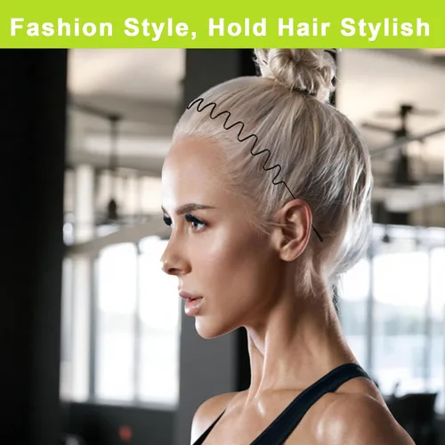 Vista 7 de Diademas de Metal, Con Dientes Cinta para el Cabello para Hombres, Diademas para Mujeres, Unisex Negro Ondulado Primavera Deportes al Aire Libre