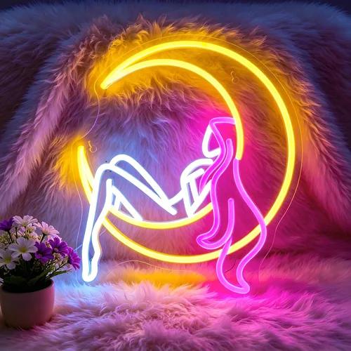 Vista 10 de Letrero de neón de maquillaje con luces LED de neón para decoración de pared, letrero iluminado para salón de belleza, fiesta de cumpleaños, club