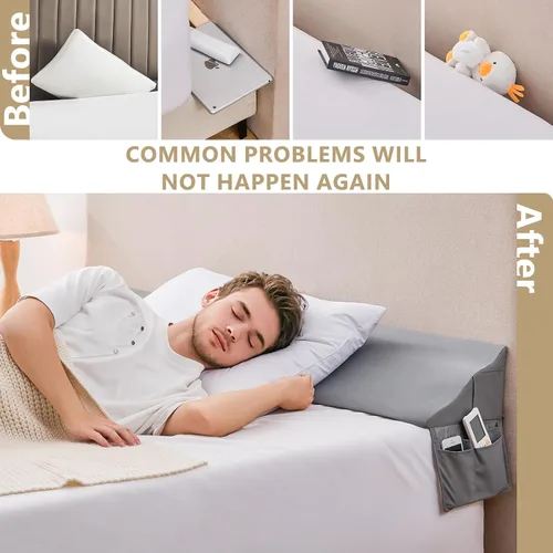 Vista 7 de Almohada de cuña de cama para espacio de cabecero, relleno de espacio de cama de 0 a 6 pulgadas, tamaño individual de 40 x 6 x 10 pulgadas