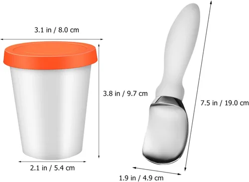 Vista 2 de Paquete de 4 recipientes de helado de 8 onzas con tapas y cuchara, reutilizables, para almacenamiento de alimentos, para yogurt Sundae
