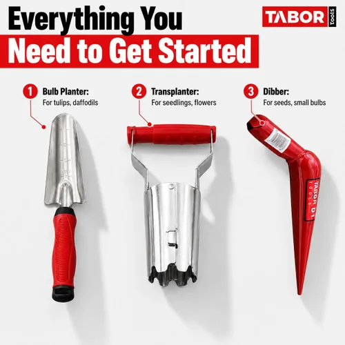 Vista 2 de TABOR Tools D123A - Juego de herramientas para macetas de 3 piezas, maceta de bombillas con marcador de profundidad y liberación automática
