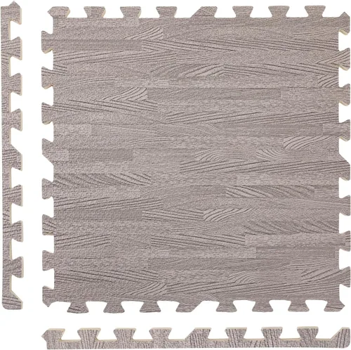 Vista 5 de Azulejos de espuma estampada de 0.4 pulgadas de grosor, 24 x 24 pulgadas, 25 piezas, suelo protector estilo grano de madera, para el hogar