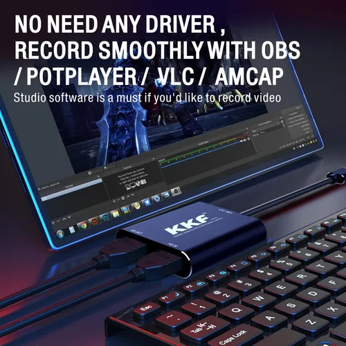 Vista 6 de KKF Tarjeta de captura de video HDMI, 4K 60 Hz USB C 3.0, tarjeta de captura para transmisión y grabación en vivo, dispositivo de captura