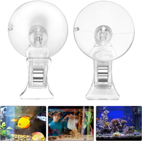 Vista 2 de POPETPOP Paquete de 4 clips de ventosa de algas marinas, herramienta de alimentación para pecera, accesorios de acuario