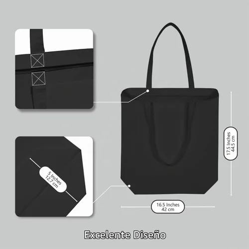 Vista 5 de TOPDesign - Bolsa de lona de algodón súper fuerte, grande de 10 onzas Negro