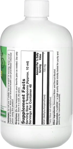 Vista 2 de Natural Balance Pure MSM Liquid - 700 mg - Sin sabor - Suplemento de apoyo para las articulaciones - Verificado por laboratorio para pureza