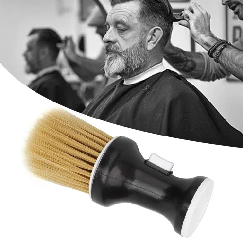 Vista 6 de Cepillo de peluquería suave para el cabello, plumero de cuello con mango redondo ergonómico (negro), cepillo de limpieza de doble función con poder