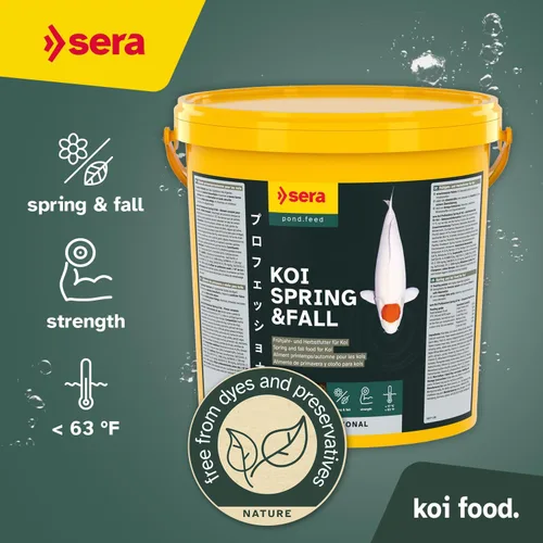 Vista 3 de Sera Koi Professional Spring & Fall Food 15.43lb Pellets flotantes para apoyo inmunológico y condición para temperaturas inferiores a 63 °F