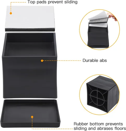 Vista 3 de BTSD-home Elevadores de cama de 2 pulgadas resistentes para muebles, sillas y patas de mesa, ideales para patas delgadas, añadir 2 pulgadas de 4