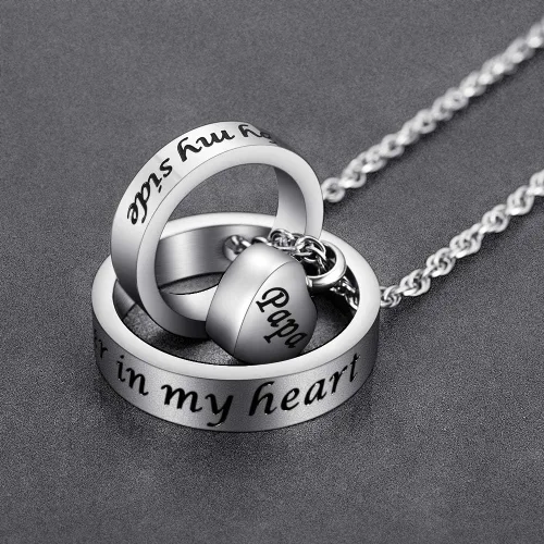 Vista 4 de XIUDA Collar de urna para cenizas No Longer by My Side, Forever in My Heart Tallado Locket Collar de cenizas cremadas