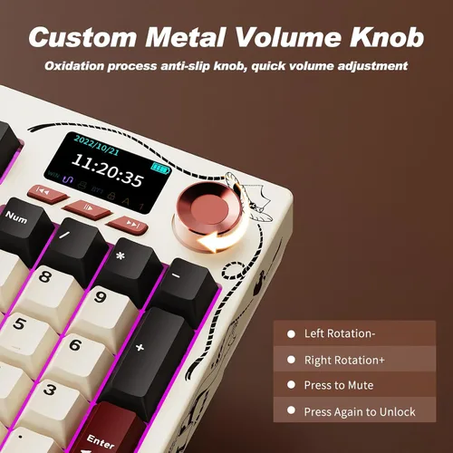 Vista 3 de Ajazz AK35I V4 Customizable Wireless Gaming Mechanical Keyboard, Wired/Wireless 2.4G/BT, Gasket Structure, 10000mAh Battery, Full-Color RGB