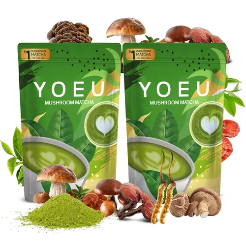 Vista 10 de 6.35 oz, polvo orgánico de hongos matcha, matcha japonés y 12 ingredientes naturales, café instantáneo, polvo con leche, alternativa al café