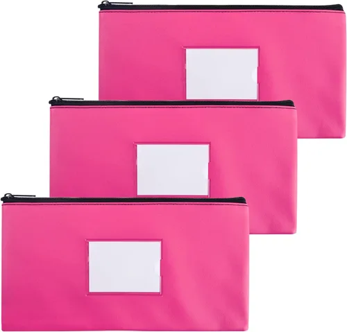 Vista 10 de Bolsas de dinero negras con cremallera para dinero en efectivo, 11.25 x 6.25 pulgadas, paquete de 3, bolsas de depósito bancario, bolsas de dinero