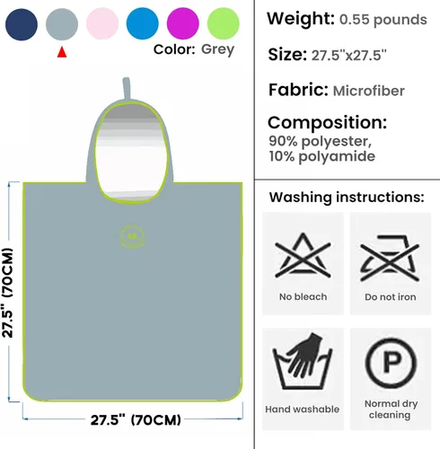 Vista 2 de Hiturbo Poncho de surf para niños, bata absorbente de secado rápido, toalla de natación con capucha de microfibra para playa, piscina y baño