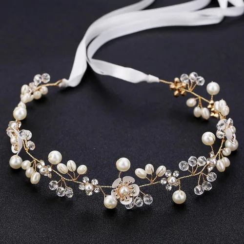 Vista 12 de Accesorios para el cabello de boda para niños, diadema de princesa, diadema de flores blancas, perla para niñas, linda banda para el pelo de boda