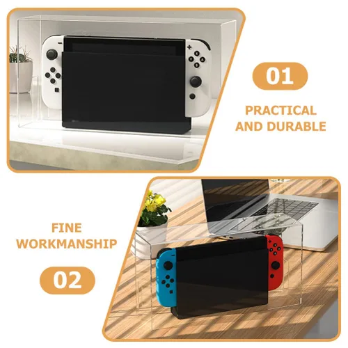Vista 7 de Cabilock Box Case Acrylic Game Console Transparent Game Dusts Guard Anti-scratch Game Case Cartridge Holder Compatible with Nintendo Switch Dock