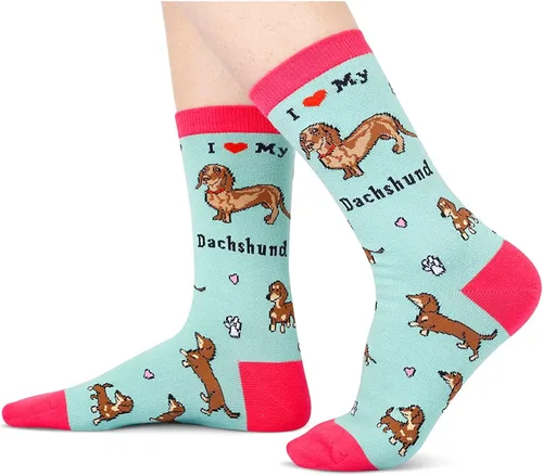 Vista 2 de HAPPYPOP Calcetines novedosos de pato, vaca, gato, perezoso para niñas, divertidos regalos de pato, gato, perro, conejito para mujeres, regalos