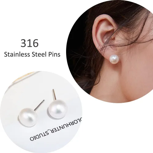 Vista 4 de Femtindo Juego de collar y pendientes de perlas de cristal collar de Perlas para mujer juego de joyas de perlas sintéticas para mujer con cadena