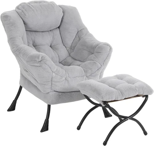 Vista 19 de Furlide - Silla perezosa con otomana, silla moderna con reposapiés plegable, silla de acento de salón, silla de lectura cómoda, sillones grandes