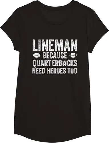 Vista 6 de Lineman Because Quarterbacks Need Heroes Camiseta de fútbol linieros S Negro