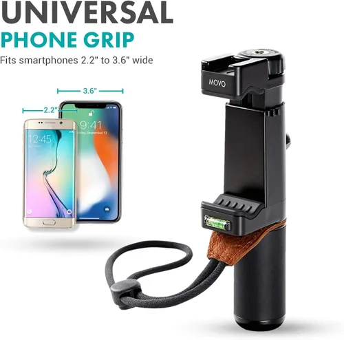 Vista 6 de Movo Vlog Kit V7 - Kit de inicio de YouTube con agarre, micrófono estéreo, luz e inalámbrico Kit de vlogging remoto para iPhone, Android - Kit