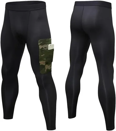 Vista 2 de 1 Pack Men's Compression Pants Cool Dry Athletic Workout Running Tights Leggings with Pocket
