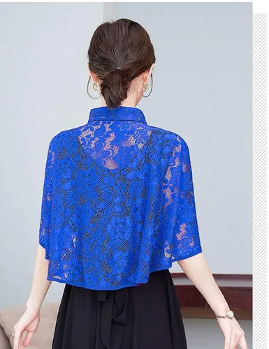Vista 3 de Chales y envolturas de encaje para vestido de noche, bodas, capas transparentes para cubrir capelets para mujer