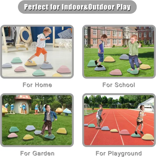 Vista 6 de 8PCS Stepping Stones for Kids Sensory, Durable Non-Slip Balance Stones for Toddlers,Stackable Indoor & Outdoor Obstacle Course Toys, Develops