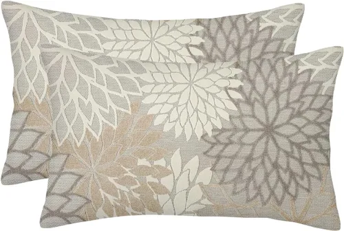Vista 28 de Fundas de almohada azul marino verde 16x16 pulgadas, juego de 2 fundas de almohada rústicas, almohadas decorativas de aguamarina naranja floral