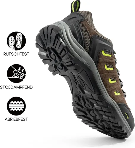 Vista 3 de NORTIV 8 Zapatos de senderismo impermeables para hombre, zapatos de senderismo de cuero para exteriores, senderismo, camping, caminata