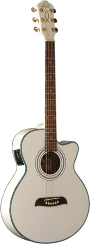Vista 2 de Oscar Schmidt OG10CEFTB-A-U Guitarra Acústica-Eléctrica Cutaway Tamaño Concierto. Negro Trans Llama Transparente Negro
