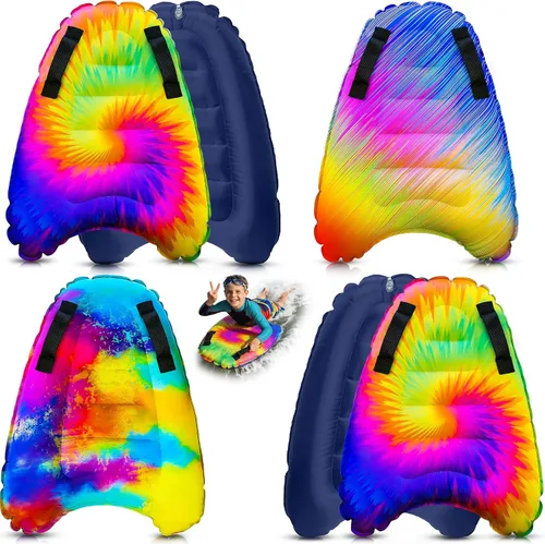 Vista 8 de JAMBO Tabla de surf inflable con asas, tabla de boogie para playa, tabla de surf flotante, flotadores de piscina, juguete de playa para niños